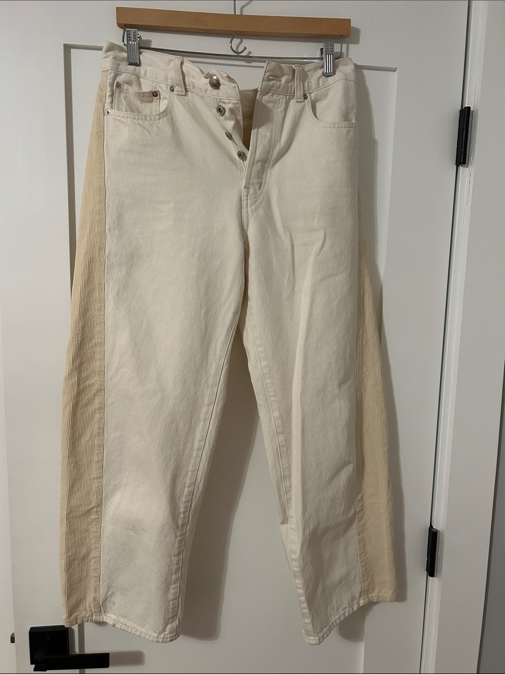 Madewell Cream Pieced Barrel Leg Jean